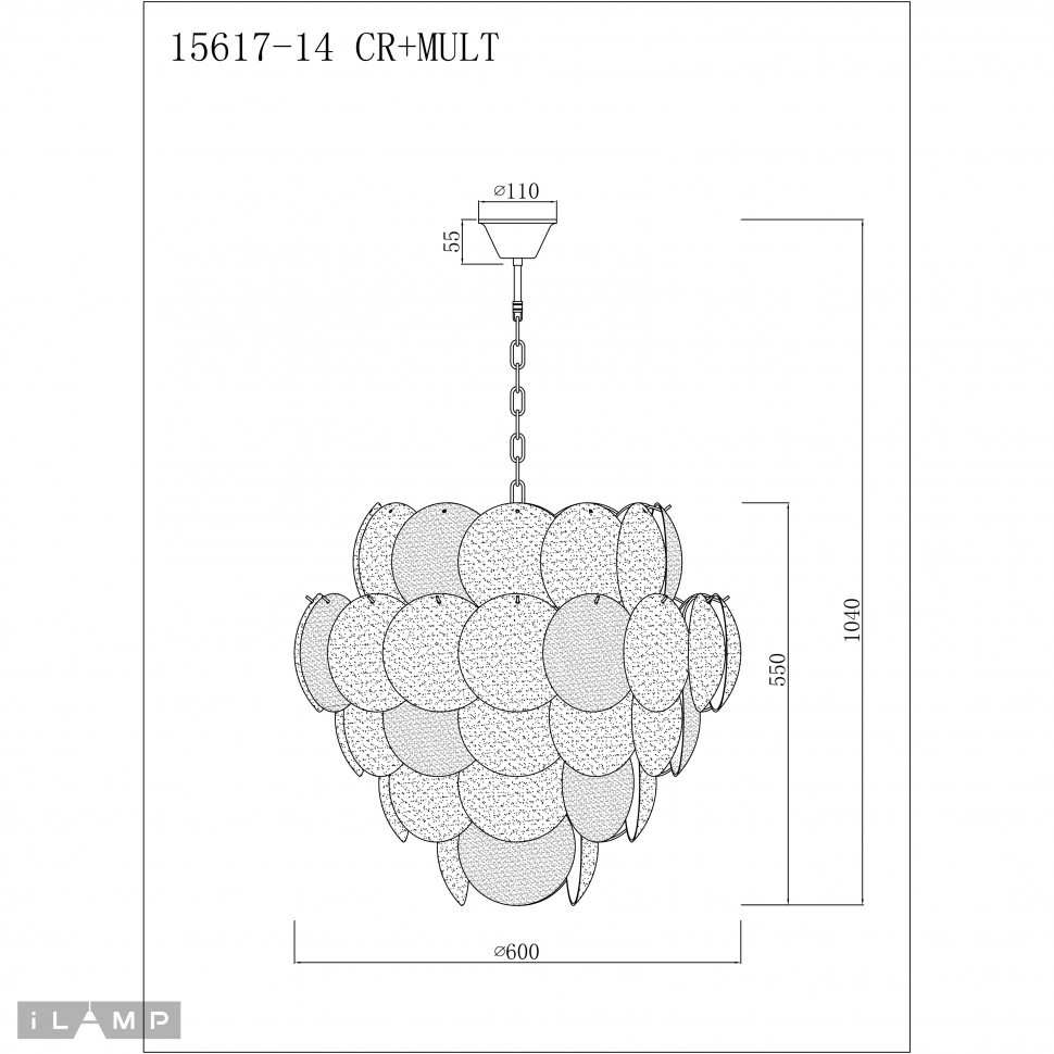 Светильник подвесной iLamp Rivoli 15617-14 CR+MULT