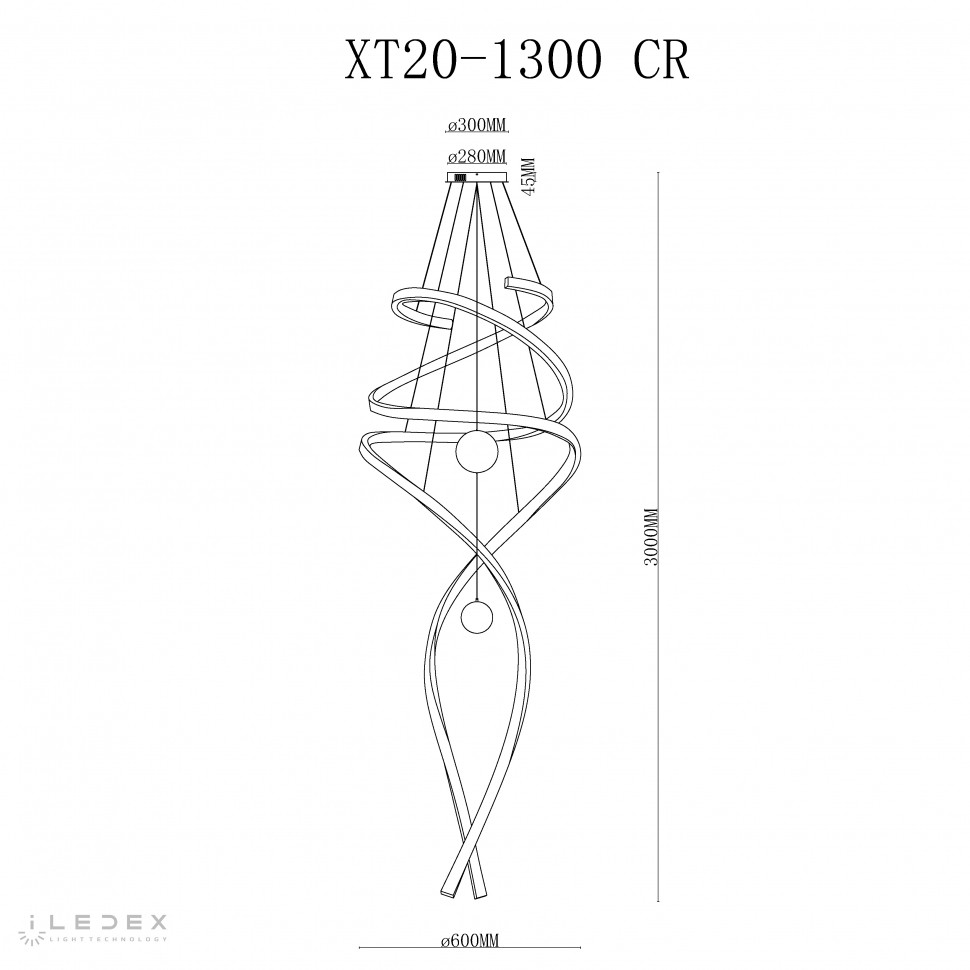 Светильник подвесной iLedex Axis XT20-1300 CR