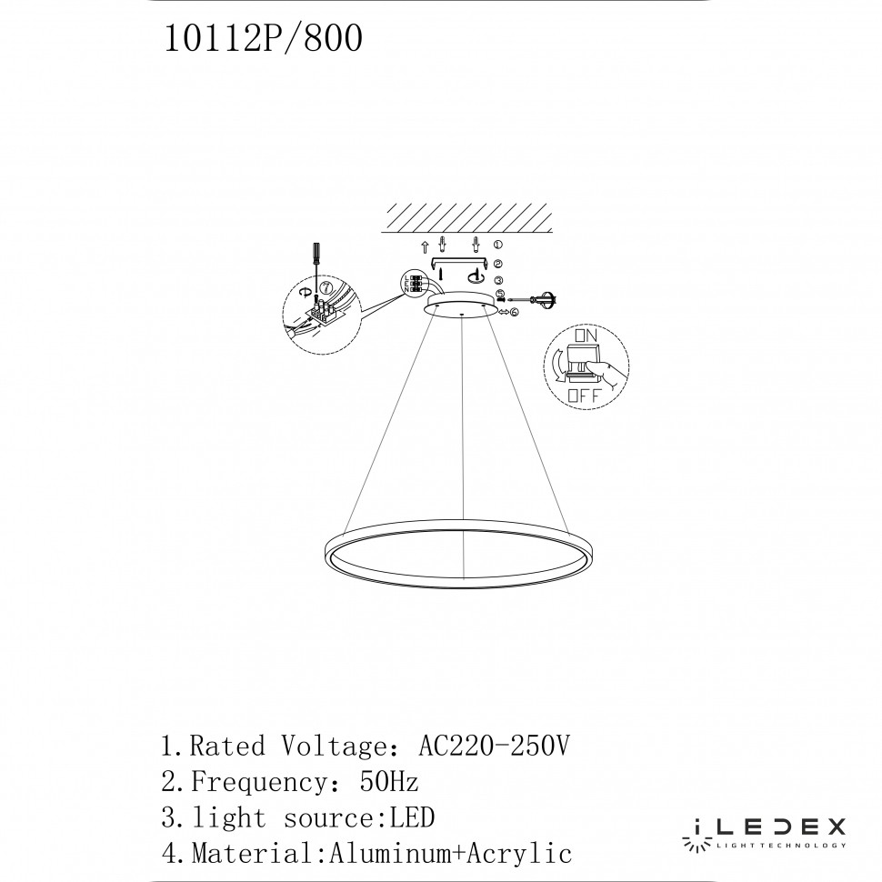 Подвесная люстра iLedex AXIS 10112P/1-24W-3000K-D800 BRASS