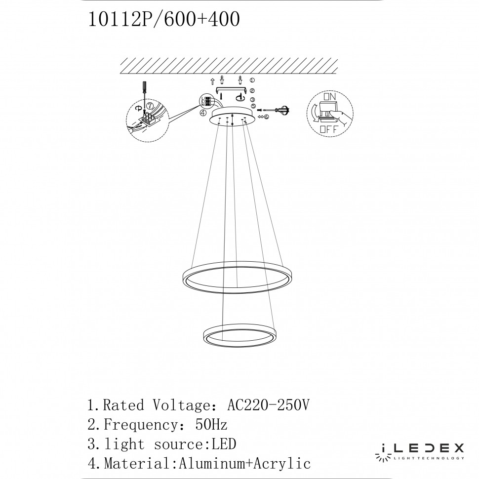 Подвесная люстра iLedex AXIS 10112P/2-39W-3000K (6/4) BRASS