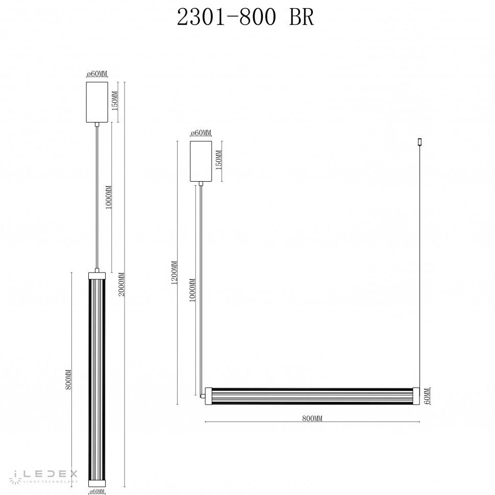 Светильник подвесной iLedex Rocks 2301-800 BR