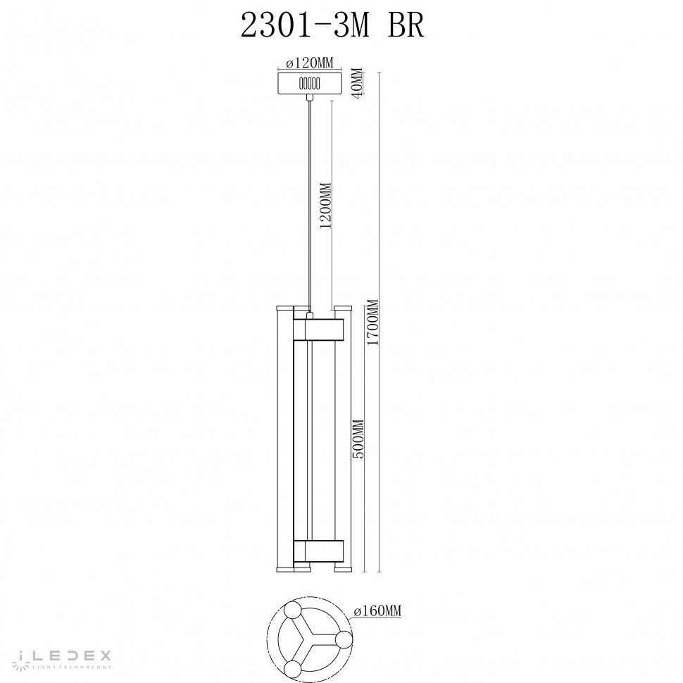 Светильник подвесной iLedex Rocks 2301-3M BR