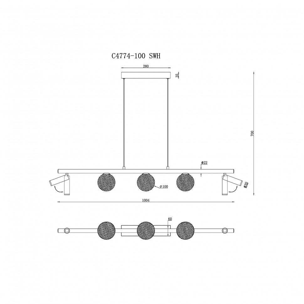 Светильник подвесной iLEDEX Telescope C4774-100 SWH