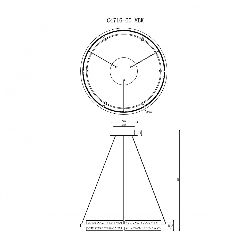 Светильник подвесной iLEDEX Meridian C4716-60 MBK