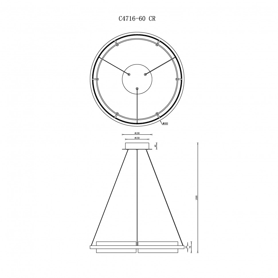 Светильник подвесной iLEDEX Meridian C4716-60 CR