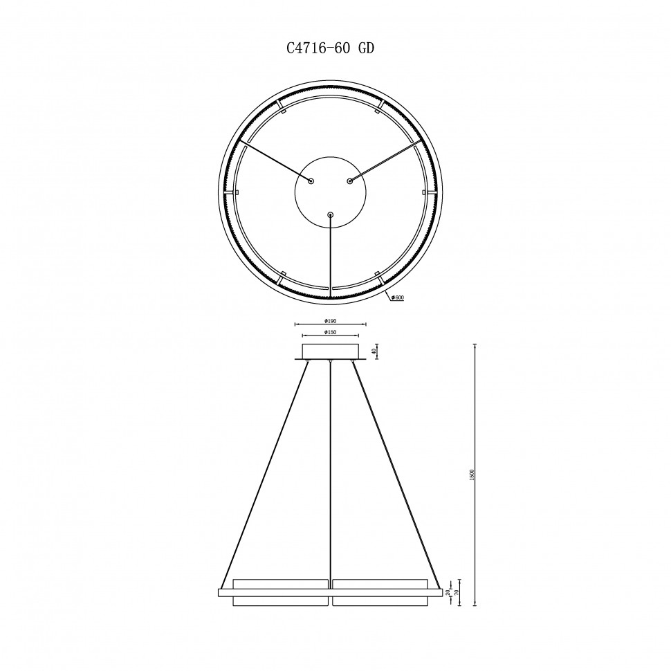 Светильник подвесной iLEDEX Meridian C4716-60 GD